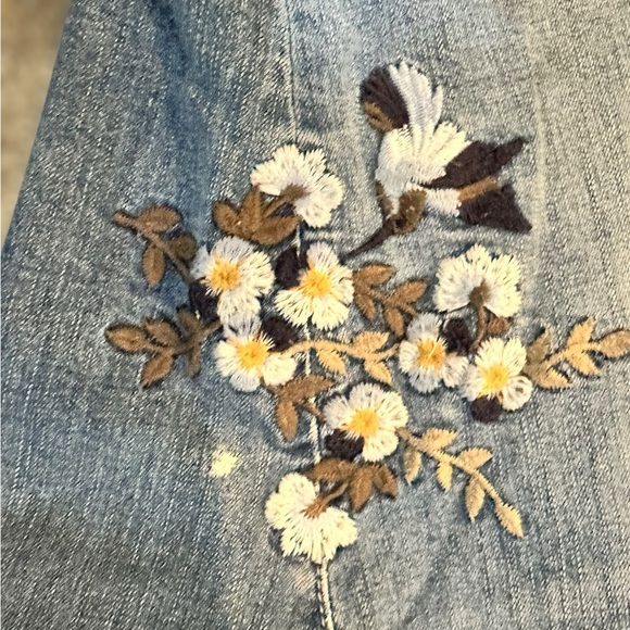 Torrid Blue Straight Leg Jeans with Floral Accents - Picture 4 of 7